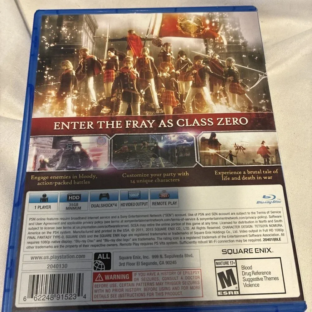 Final Fantasy Type-0 HD -- Day One Edition (Sony PlayStation 4, 2015)